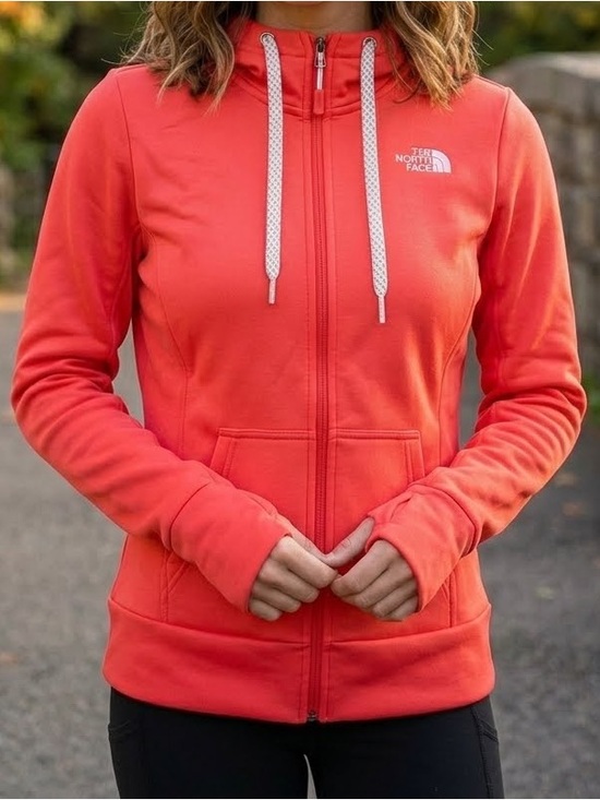 The North Face Tops - The North Face Mezzaluna Hoodie Jacket Impact Orange Full Zip small pockets